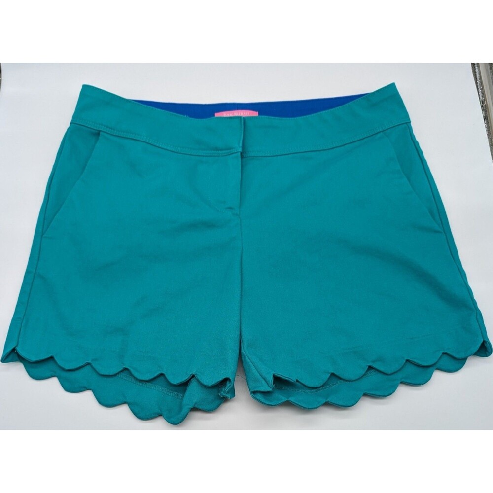 Isaac Mizrahi Shorts Women’s Teal Green Scalloped Hem 4.5” Inseam Size 4 Pockets